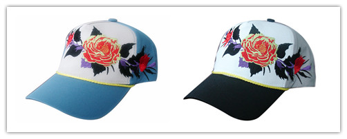 Hat design using bright rose printed symbol of world peace of the Chinese dream