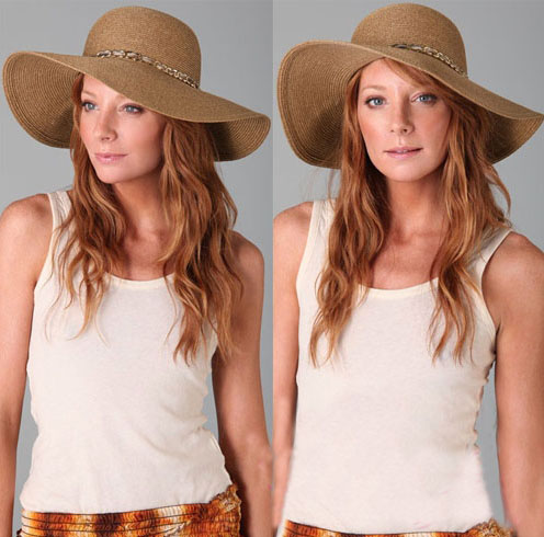 Fair maiden wide-brimmed straw hat